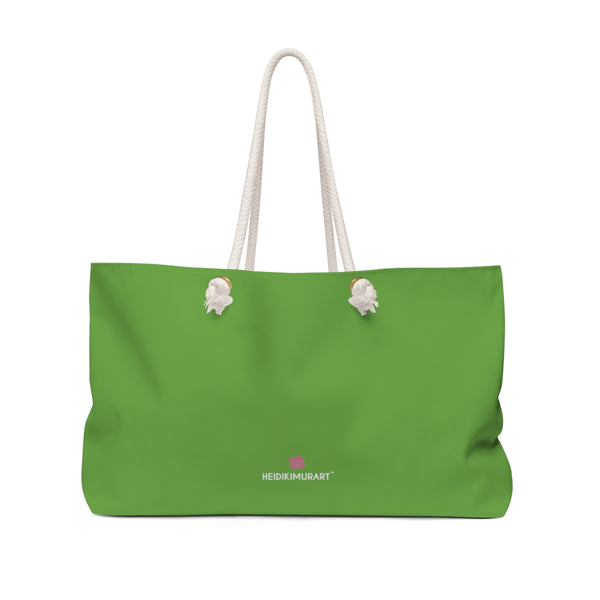 Light Green Color Weekender Bag, Solid Green Color Simple Modern Essential Best Oversized Designer 24"x13" Large Casual Weekender Bag - Made in USA