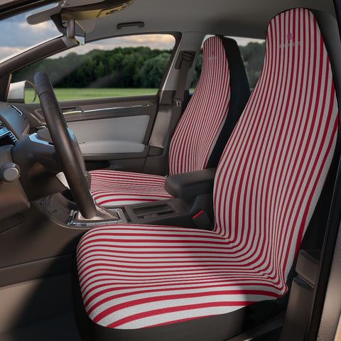 Red Striped Car Seat Covers, White and Red Vertically Striped 2-Pcs Set (48.03" × 18.50") Polyester Car Seat Covers, Best Car Accessories Essential Premium Quality Best Soft Luxury Car Seat&nbsp;- 2 Pack For Your Car Seat Protection, Car Seat Protectors, Designer Car Seat Accessories, Pair of 2 Front Seat Covers, Custom Seat Covers, Luxury Car Seat Covers, Best Car Seat Covers