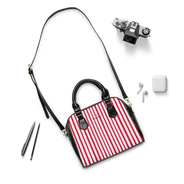 Red Striped Shoulder Handbag