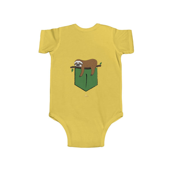 Lazy Sleepy Sloth Animal Infant Regular Fit Unisex Cute Bodysuit- Made in UK-Infant Short Sleeve Bodysuit-Heidi Kimura Art LLC