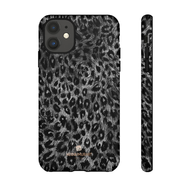 Grey Leopard Animal Print Tough Cases, Designer Phone Case-Made in USA-Phone Case-Printify-iPhone 11-Matte-Heidi Kimura Art LLC