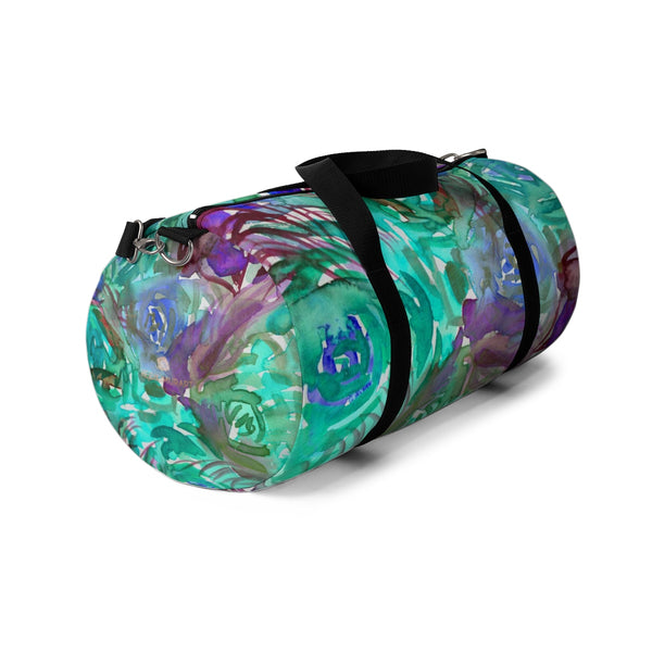Sea Rose Floral Print Premium Quality Small Or Large Size Duffel Bag, Made in USA-Duffel Bag-Heidi Kimura Art LLC