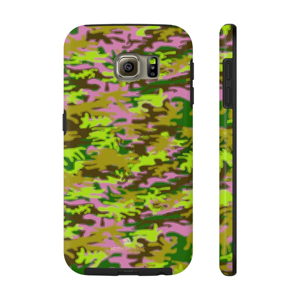Pink Green Camo iPhone Case, Case Mate Tough Samsung Galaxy Phone Cases-Phone Case-Printify-Samsung Galaxy S6 Tough-Heidi Kimura Art LLC