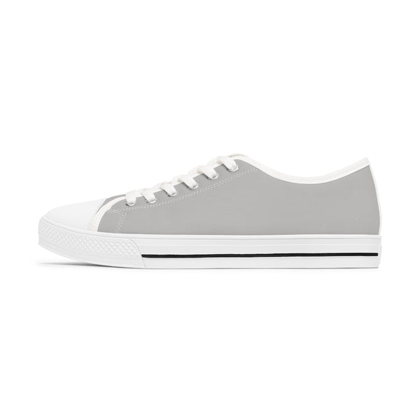Light Grey Color Ladies' Sneakers, Solid Light Grey Color Modern Minimalist Basic Essential Women's Low Top Sneakers Tennis Shoes, Canvas Fashion Sneakers With Durable Rubber Outsoles and Shock-Absorbing Layer and Memory Foam Insoles (US Size: 5.5-12)