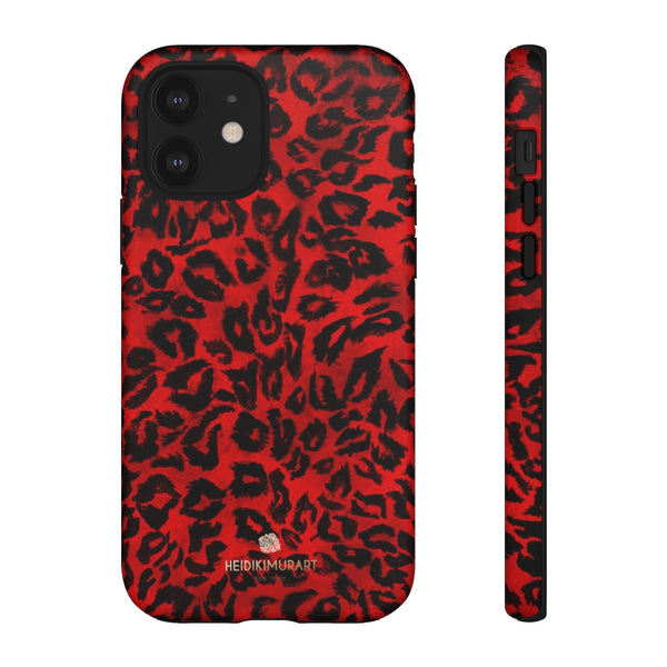 Red Leopard Print Phone Case, Animal Print Tough Designer Phone Case -Made in USA-Phone Case-Printify-iPhone 12-Matte-Heidi Kimura Art LLC