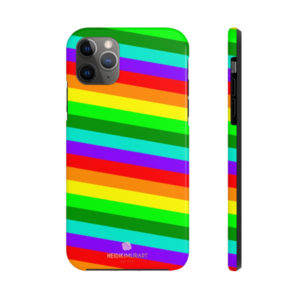 Rainbow Stripe Gay Pride iPhone Case, Colorful Case Mate Tough Samsung Galaxy Phone Cases-Phone Case-Printify-iPhone 11 Pro Max-Heidi Kimura Art LLC