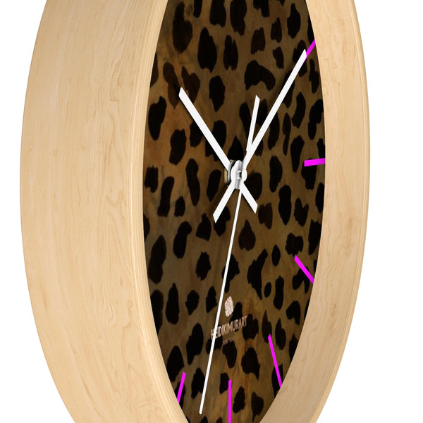 Cheetah Animal Print Designer 10 in. Dia. Indoor Wall Clock- Made in USA-Wall Clock-Heidi Kimura Art LLC