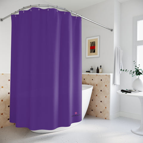 Dark Purple Polyester Shower Curtain, Modern Minimalist Solid Color Print 71" × 74" Modern Kids or Adults Colorful Best Premium Quality American Style One-Sided Luxury Durable Stylish Unique Interior Bathroom Shower Curtains - Printed in USA