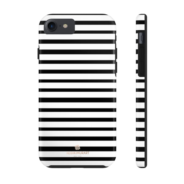 Black White Striped iPhone Case, Designer Case Mate Tough Samsung Galaxy Phone Cases-Phone Case-Printify-iPhone 7, iPhone 8 Tough-Heidi Kimura Art LLC
