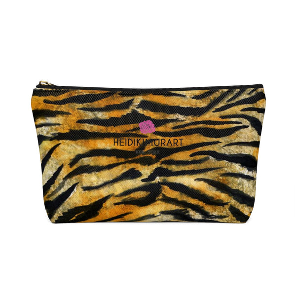 Wild Orange Bengal Tiger Stripe Animal Print Accessory Pouch w T-bottom-Accessory Pouch-Heidi Kimura Art LLC