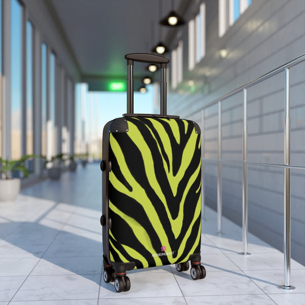 Yellow Zebra Striped Print Suitcases, Zebra Striped Animal Print Designer Suitcase Luggage (Small, Medium, Large)
