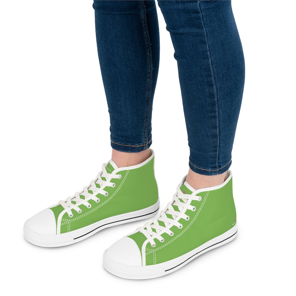 Light Green Ladies' High Tops, Solid Color Best Women's High Top Canvas Sneakers Tennis Shoes
