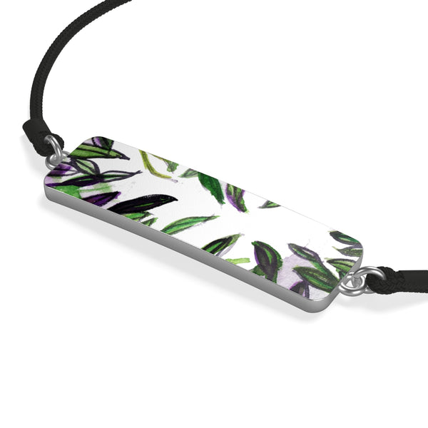 Green Tropical Leaves Cord Silver or Gold-plated Cord Fashionable Bracelet - Made in USA-Bracelet-Heidi Kimura Art LLC