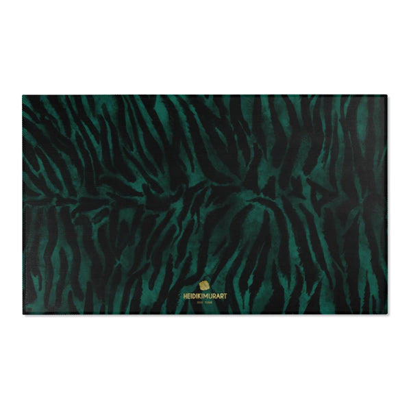 Green Black Tiger Stripe Animal Print Designer 24x36, 36x60, 48x72 inches Area Rugs - Printed in USA-Area Rug-60" x 36"-Heidi Kimura Art LLC