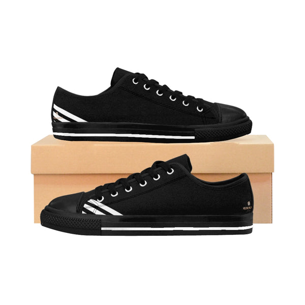 Black White Striped Women's Sneakers-Shoes-Printify-US 10-Black-Heidi Kimura Art LLC