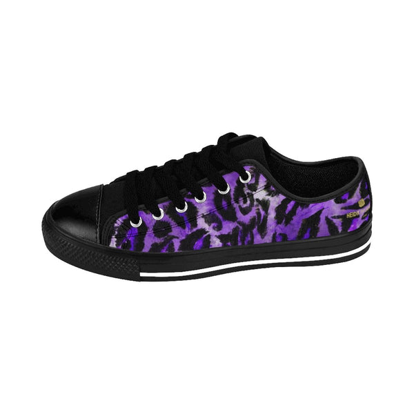 Purple Leopard Animal Print Premium Men's Low Top Canvas Sneakers Running Shoes-Men's Low Top Sneakers-Heidi Kimura Art LLC