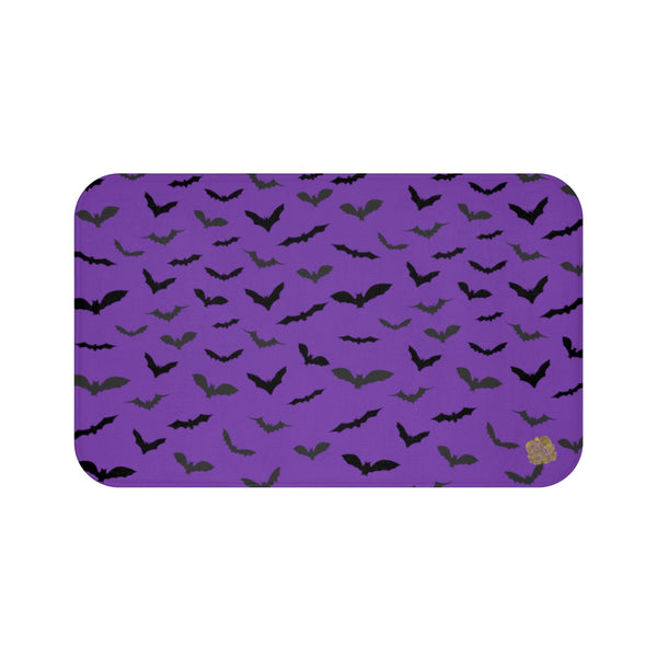 Purple and Black Flying Bats Designer Halloween Bath Mat-Made in USA-Bath Mat-Large 34x21-Heidi Kimura Art LLC