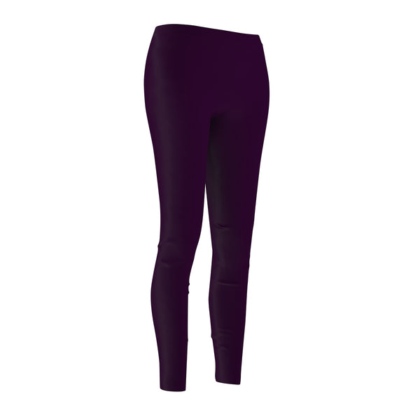 Royal Purple Classic Solid Color Women's Long Skinny Fit Fashion Leggings - Made in USA-Casual Leggings-Heidi Kimura Art LLC