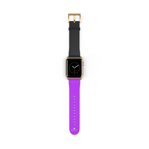 Black Purple Dual Solid Color 38mm/42mm Watch Band For Apple Watch- Made in USA-Watch Band-38 mm-Gold Matte-Heidi Kimura Art LLC Black Purple Apple Watch Band, Black Purple Duo Solid Color Print 38 mm or 42 mm Premium Best Printed Designer Top Quality Faux Leather Comfortable Elegant Minimalist Smart Watch Band Strap, Suitable for Apple Watch Series 1, 2, 3, 4 and 5 Smart Electronic Devices - Made in USA