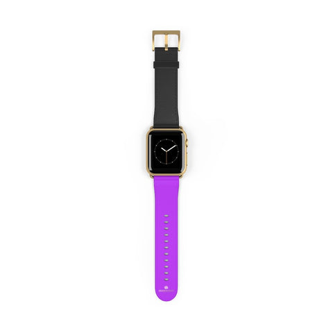 Black Purple Dual Solid Color 38mm/42mm Watch Band For Apple Watch- Made in USA-Watch Band-38 mm-Gold Matte-Heidi Kimura Art LLC Black Purple Apple Watch Band, Black Purple Duo Solid Color Print 38 mm or 42 mm Premium Best Printed Designer Top Quality Faux Leather Comfortable Elegant Minimalist Smart Watch Band Strap, Suitable for Apple Watch Series 1, 2, 3, 4 and 5 Smart Electronic Devices - Made in USA