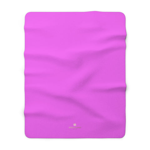 Hot Bright Pink Solid Color Print Designer Cozy Sherpa Fleece Blanket-Made in USA-Blanket-60" x 80"-Heidi Kimura Art LLC