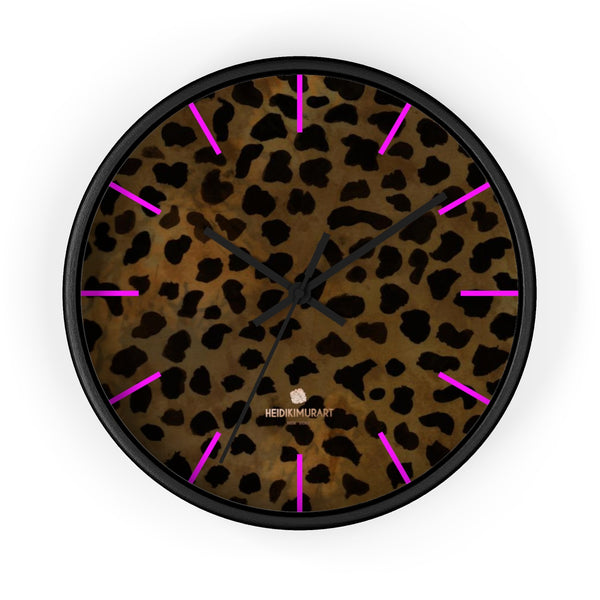 Cheetah Animal Print Designer 10 in. Dia. Indoor Wall Clock- Made in USA-Wall Clock-10 in-Black-Black-Heidi Kimura Art LLC