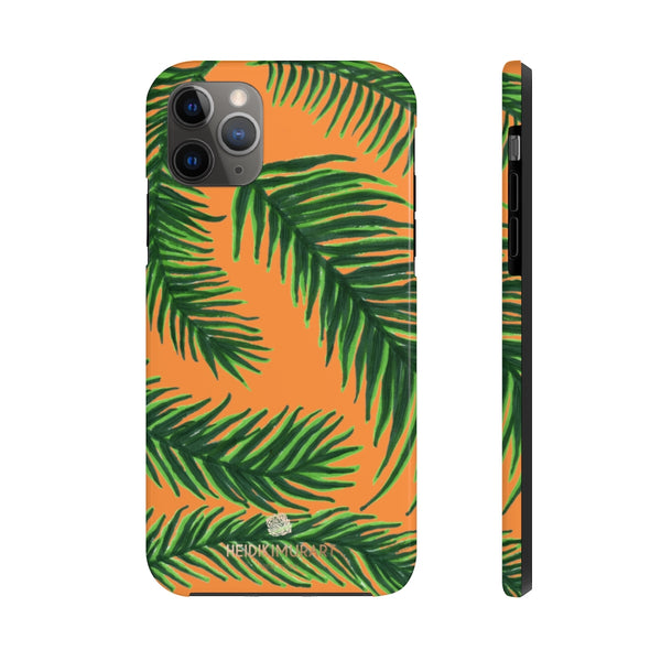 Orange Tropical Print Phone Case, Palm Leaf Case Mate Tough Phone Cases-Made in USA - Heidikimurart Limited 