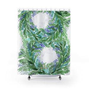White Purple French Lavender Floral Print Designer Polyester Shower Curtains-Made in USA-Shower Curtain-71" x 74"-Heidi Kimura Art LLC White Lavender Shower Curtain, White Purple French Lavender Floral Print Designer Polyester Shower Curtains- Printed in USA, Polyester Large 100% Polyester 71x74 inches Shower Curtains