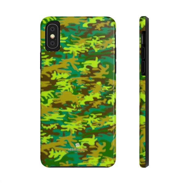 Bright Green Camo iPhone Case, Case Mate Tough Samsung Galaxy Phone Cases-Phone Case-Printify-iPhone XS-Heidi Kimura Art LLC