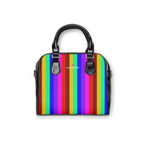Best Rainbow Small Handbag, Colorful Gay Pride Best Designer Ladies' 9.45" x 8.27" Over The Shoulder High-Grade PU Leather Polyester Side Handbag With Removable And Adjustable PU Leather Shoulder Strap For Ladies, Best Designer Sling Bag, One Side Bag, Crossbody Bag, Side Bag For Women, Side Bags For College Girl or Women For Travel or School