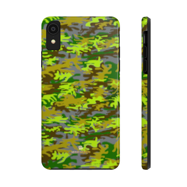 Grey Green Camo iPhone Case, Case Mate Tough Samsung Galaxy Phone Cases-Phone Case-Printify-iPhone XR-Heidi Kimura Art LLC