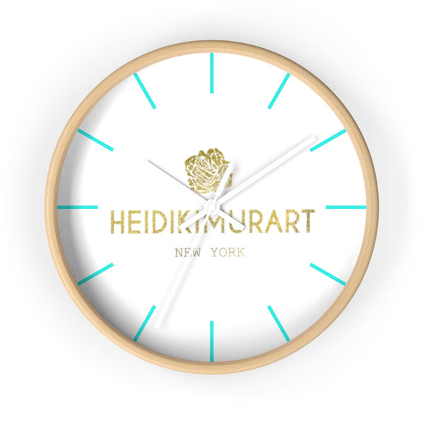 Heidi Kimura Art in Gold Foil Color 10 inch Diameter Wall Clock - Made in USA-Wall Clock-Wooden-White-Heidi Kimura Art LLC