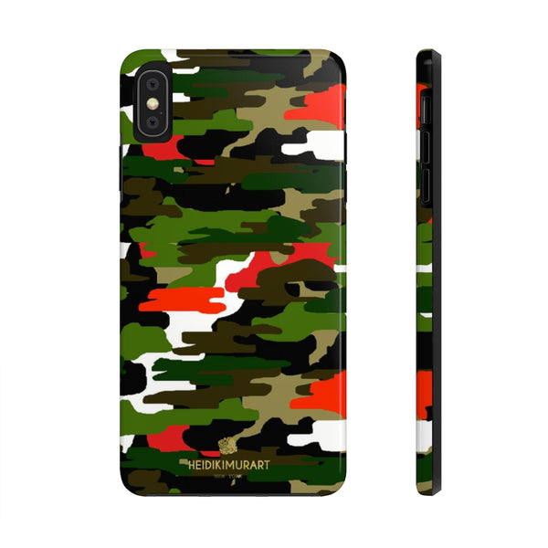 Red Green Camo iPhone Case, Classic Army Camouflage Case Mate Tough Phone Cases-Phone Case-Printify-iPhone XS MAX-Heidi Kimura Art LLC
