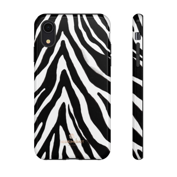 Zebra Stripe Phone Case, Animal Print Tough Designer Phone Case -Made in USA-Phone Case-Printify-iPhone XR-Glossy-Heidi Kimura Art LLC