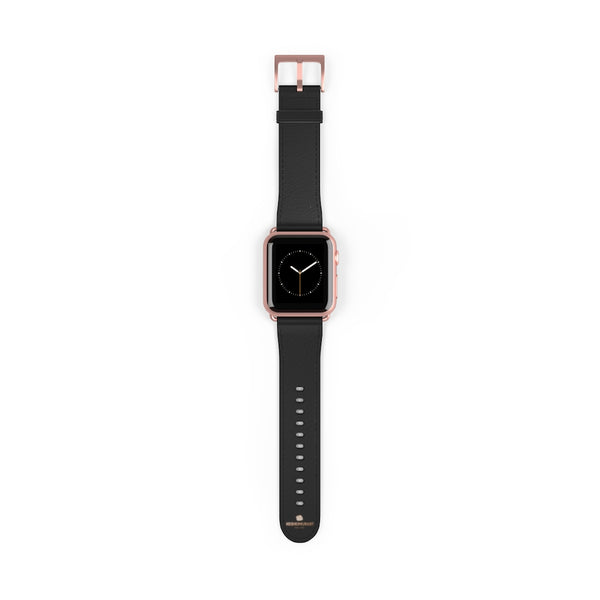 Black Solid Color Print 38mm/ 42mm Watch Band Strap For Apple Watches- Made in USA-Watch Band-Heidi Kimura Art LLC