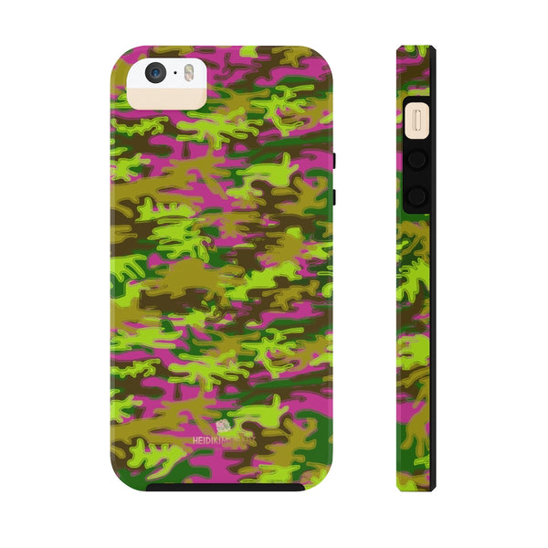 Hot Pink Green Camo iPhone Case, Case Mate Tough Samsung Galaxy Phone Cases-Phone Case-Printify-iPhone 5/5s/5se Tough-Heidi Kimura Art LLC