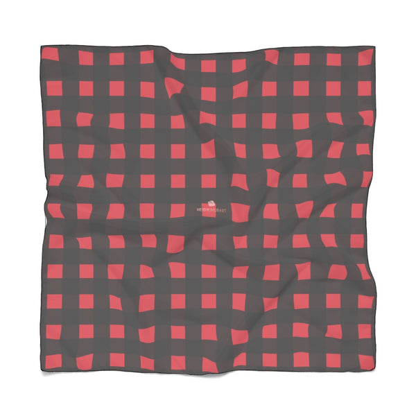 Buffalo Red Plaid Poly Scarf, Women's Fashion Accessories For Men/Women- Made in USA-Accessories-Printify-Poly Voile-50 x 50 in-Heidi Kimura Art LLC
