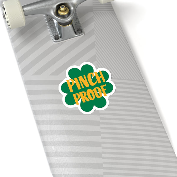 Pinch Proof Print Green Clover Leaf Print St. Patrick's Day Kiss-Cut Stickers- Made in USA-Kiss-Cut Stickers-6x6"-White-Heidi Kimura Art LLC