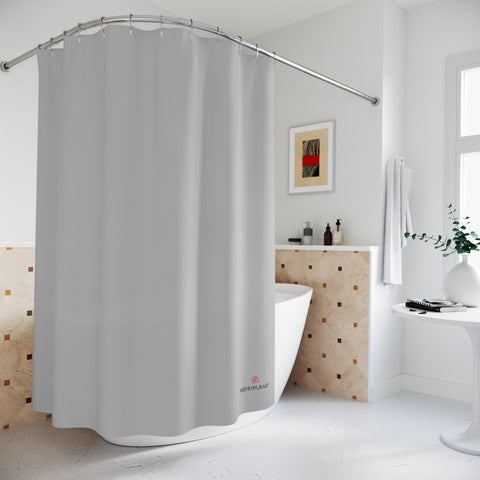 Ash Grey Polyester Shower Curtain, Modern Minimalist Solid Color Print 71" × 74" Modern Kids or Adults Colorful Best Premium Quality American Style One-Sided Luxury Durable Stylish Unique Interior Bathroom Shower Curtains - Printed in USA