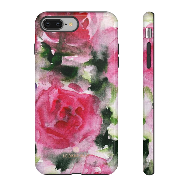 Pink Rose Floral Tough Cases, Flower Print Best Designer Phone Case-Made in USA-Phone Case-Printify-iPhone 8 Plus-Glossy-Heidi Kimura Art LLC