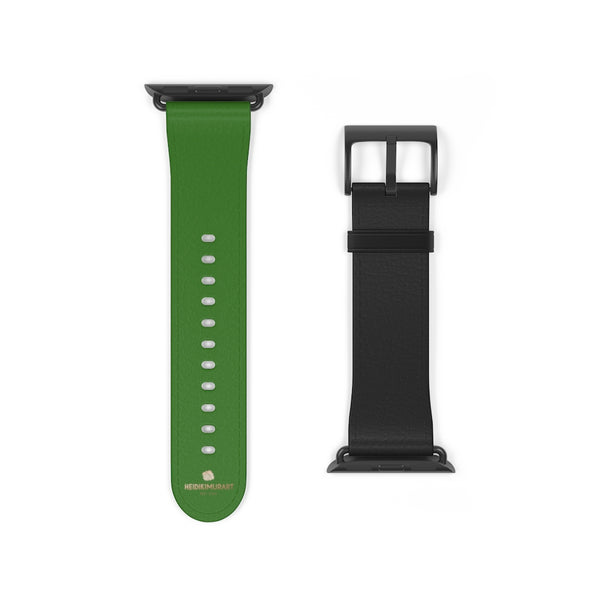 Black Green Duo Apple Band, Solid Color Print Premium Apple Watch Band- Made in USA-Watch Band-38 mm-Black Matte-Heidi Kimura Art LLC