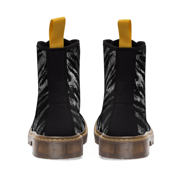 High Power Black Tiger Stripe Pattern Anti Heat Moisture Designer Men's Winter Boots-Men's Boots-Heidi Kimura Art LLC