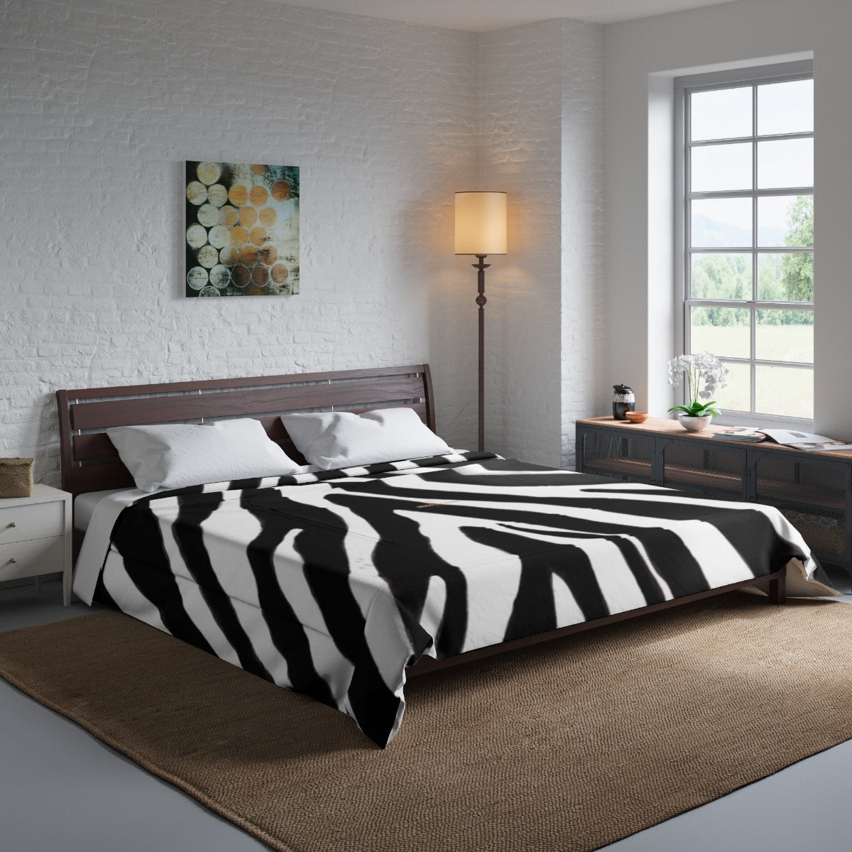 Zebra Animal Print Comforter Blanket for Queen/Full/Twin/King Size Bed-Made in USA-Comforter-104x88 (King Size)-Heidi Kimura Art LLC