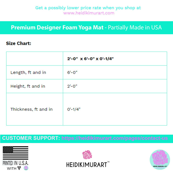 Hot Pink Foam Yoga Mat, Solid Hot Pink Color Best Lightweight 0.25" thick Mat - Printed in USA (Size: 24″x72")