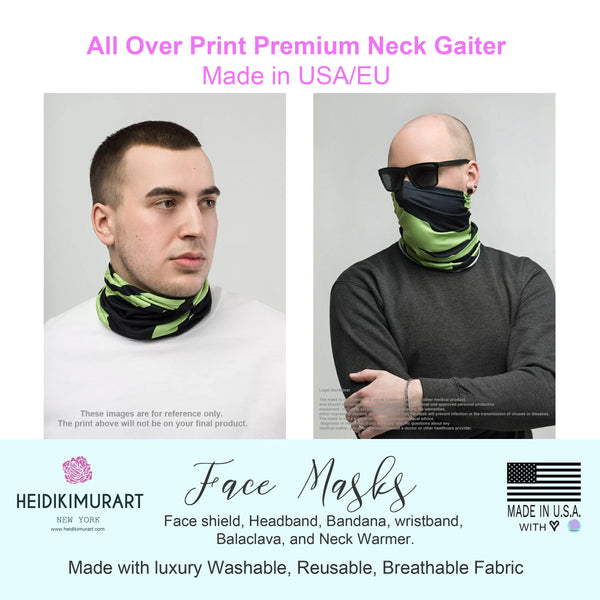 Dark Green Face Mask Shield, Reusable Washable Headband Bandana-Made in USA/EU-Neck Gaiter-Printful-Heidi Kimura Art LLC