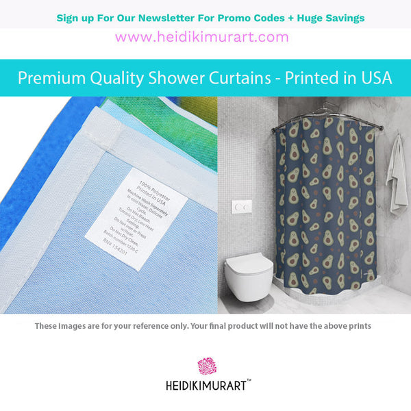Blue Avocados Polyester Shower Curtain, 71" × 74" Modern Bathroom Shower Curtains-Printed in USA