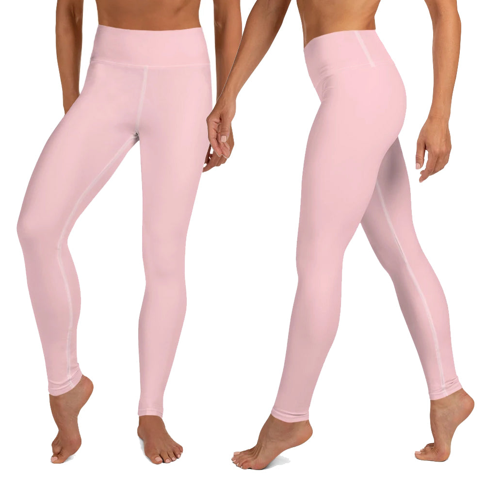 Light Pink Women's Yoga Pants, Ballet Pink Pastel Soft Solid Color
