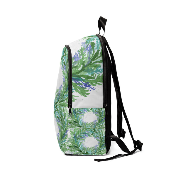 Purple Lavender Floral Print Designer Unisex Fabric Backpack School Bag w/ Laptop Slot-Backpack-One Size-Heidi Kimura Art LLC