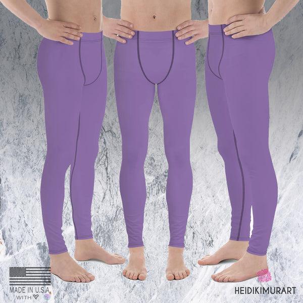Purple Solid Color Meggings, Solid Color Modern Minimalist Colorful Print Men's Skinny Compression Running Tights Meggings Leggings-Made in USA/EU/MX (US Size: XS-3XL)