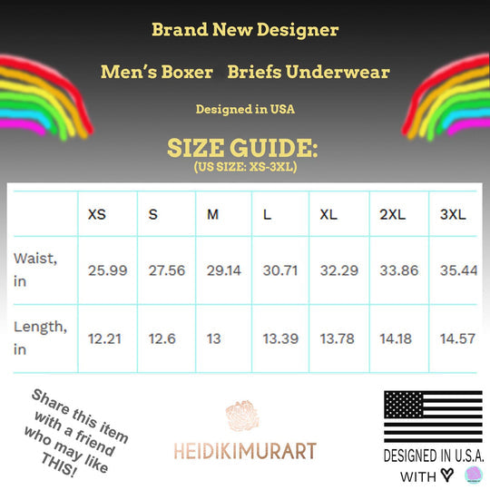 Hot Rainbow Men's Boxer Briefs, Gay Pride LGBTQ Friendly Underwear For Men (US Size: XS-3XL)